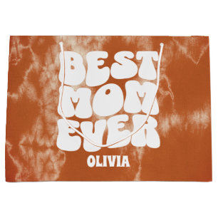 Personalised Best Mum Ever Brown Tie Dye Large Gift Bag