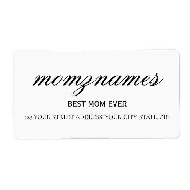 Personalised Best Mum Ever Calligraphy Name (Front)