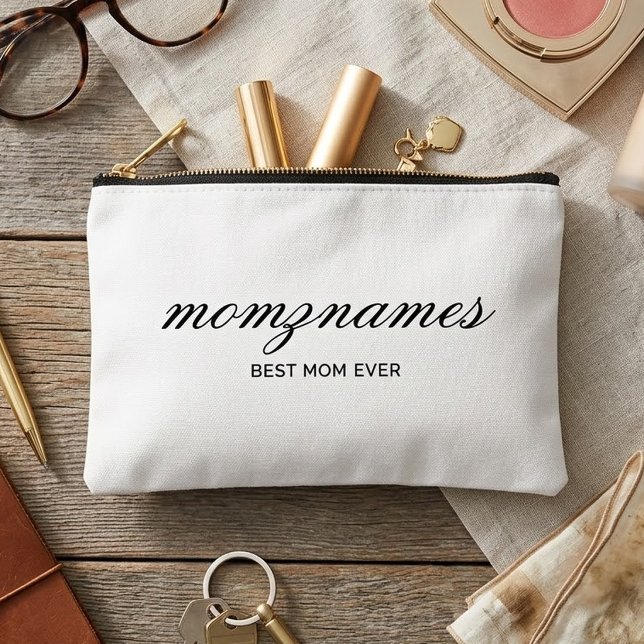 Personalised Best Mum Ever Calligraphy Name Accessory Pouch (Creator Uploaded)