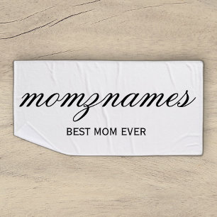 Personalised Best Mum Ever Calligraphy Name Bath Towel
