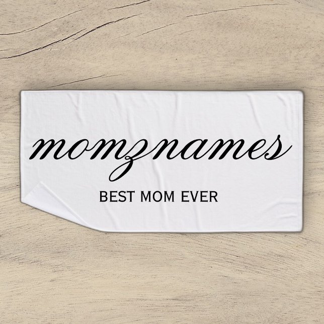 Personalised Best Mum Ever Calligraphy Name Bath Towel (Creator Uploaded)