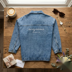Personalised Best Mum Ever Calligraphy Name Denim Jacket