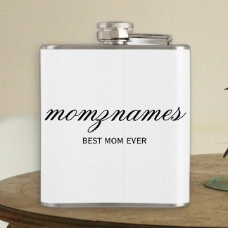 Personalised Best Mum Ever Calligraphy Name Hip Flask