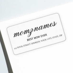 Personalised Best Mum Ever Calligraphy Name Label