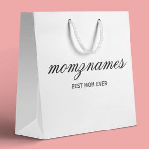 Personalised Best Mum Ever Calligraphy Name Large Gift Bag