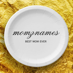 Personalised Best Mum Ever Calligraphy Name Paper Plate