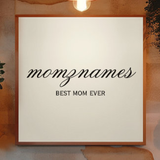 Personalised Best Mum Ever Calligraphy Name Photo Print