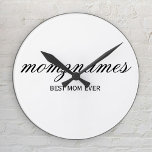 Personalised Best Mum Ever Calligraphy Name Round Clock<br><div class="desc">Celebrate the special moms in your life with our Personalised Best Mum Ever Calligraphy Name design, perfect for Mother's Day, birthdays, or any occasion to show your love. This elegant and customisable gift is ideal for all moms—whether they’re the world's best mum ever, dog mum, cat mum, or bonus mum!...</div>
