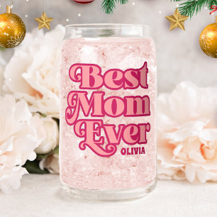 Personalised Best Mum Ever Custom Mother's Day Can Glass