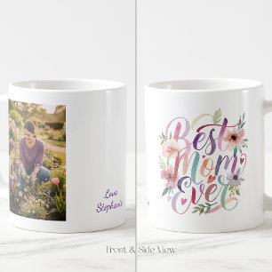 Personalised Best Mum Ever Floral Garden Photo Coffee Mug