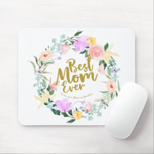 Personalised Best Mum Ever Floral Mouse Mat