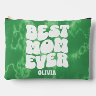 Personalised Best Mum Ever Green Tie Dye Accessory Pouch