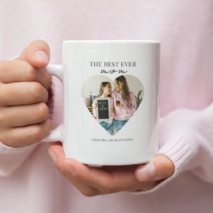 Personalised Best Mum Ever Heart Photo  Coffee Mug