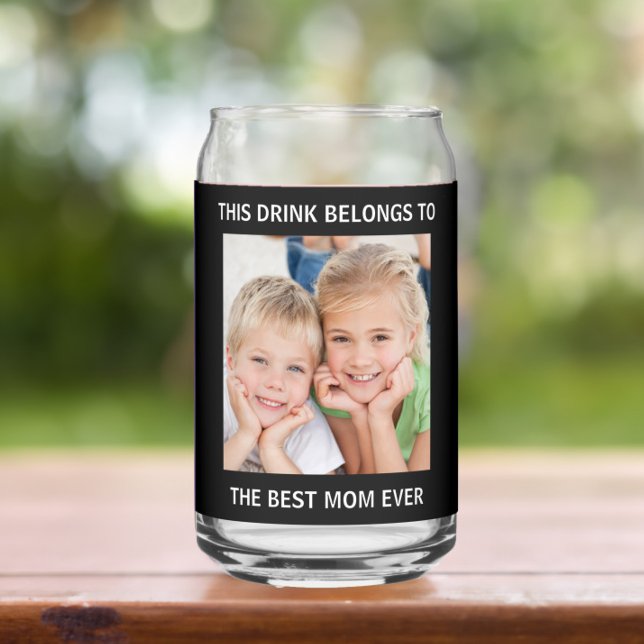 Personalised Best Mum Ever Photo Black Can Glass (Creator Uploaded)