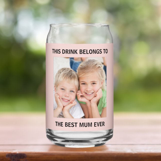  Personalised Best Mum Ever Photo Pink Can Glass (Creator Uploaded)