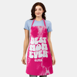 Personalised Best Mum Ever Pink Tie Dye Apron