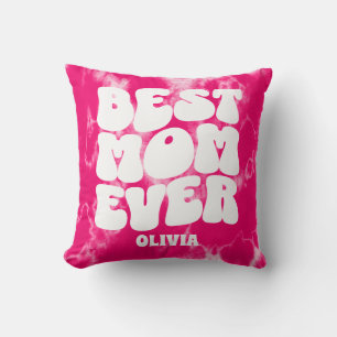 Personalised Best Mum Ever Pink Tie Dye Cushion