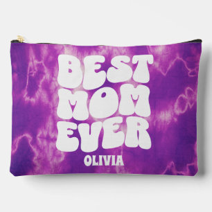 Personalised Best Mum Ever Purple Tie Dye  Accessory Pouch