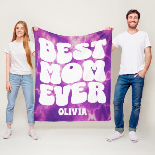Personalised Best Mum Ever Purple Tie Dye Fleece Blanket