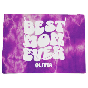 Personalised Best Mum Ever Purple Tie Dye Large Gift Bag