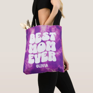 Personalised Best Mum Ever Purple Tie Dye Tote Bag