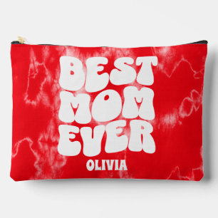 Personalised Best Mum Ever Red Tie Dye Accessory Pouch