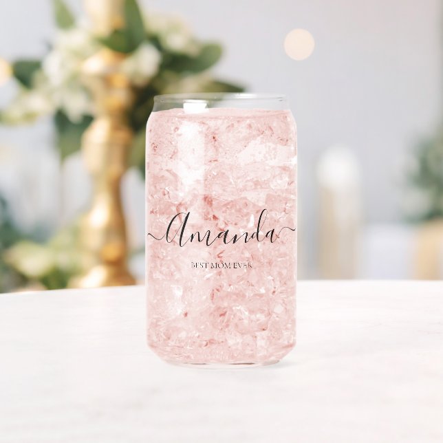 Personalised Best Mum Ever Script Monogram Stemles Can Glass (Insitu (Wedding))