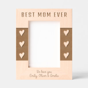 Personalised Best Mum Hearts Keepsake  Etched Frames