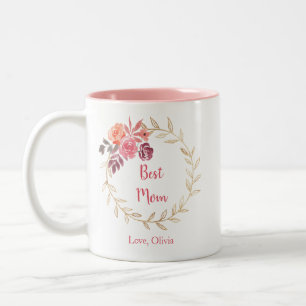 Personalised "Best Mum" mug with floral details