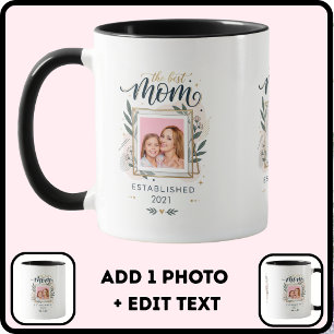 Personalised Best Mum Photo Date Cute Established Mug