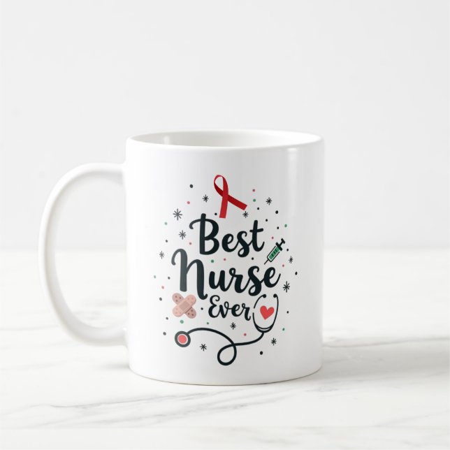 Personalised Best Nurse Ever Gift With Name Coffee Mug (Left)