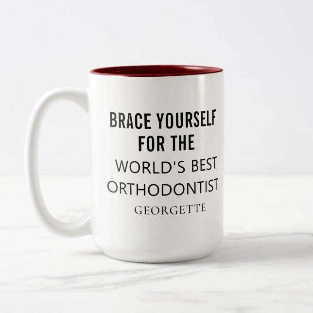 Personalised Best Orthodontist Professional Name Two-Tone Coffee Mug (Left)