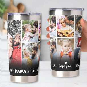 Personalised Best Papa 8 Photo Collage Father Insulated Tumbler