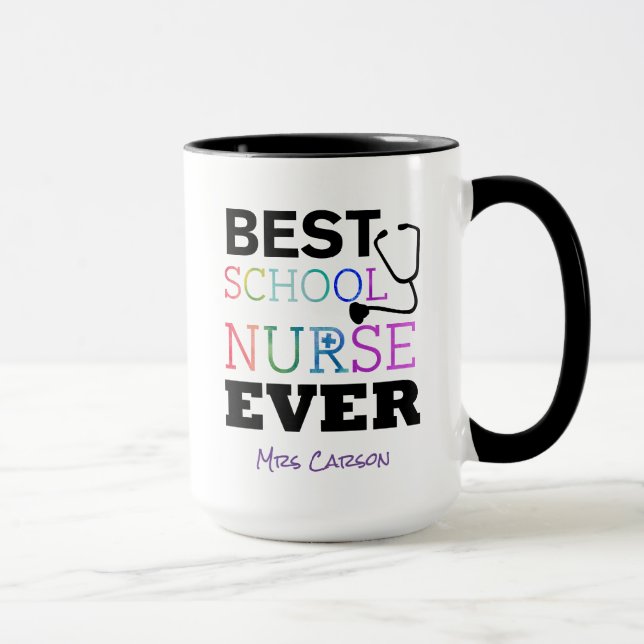Personalised Best School Nurse Ever Colourful Mug (Right)