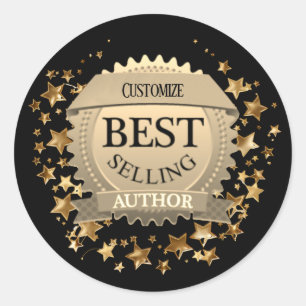 Personalised Best Selling Author Black Classic Round Sticker
