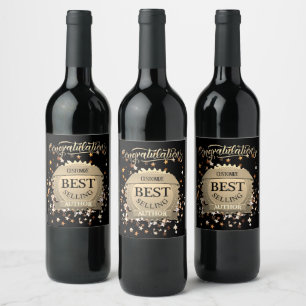 Personalised Best Selling Author Gold Wine Label