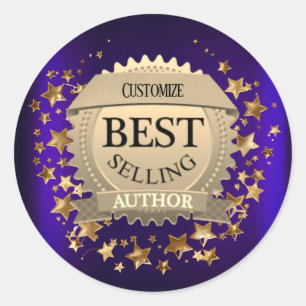 Personalised Best Selling Author Purple Classic Round Sticker