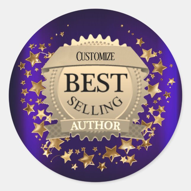Personalised Best Selling Author Purple Classic Round Sticker (Front)