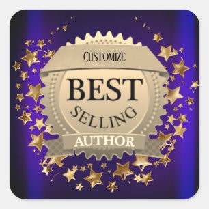 Personalised Best Selling Author Purple Square Sticker