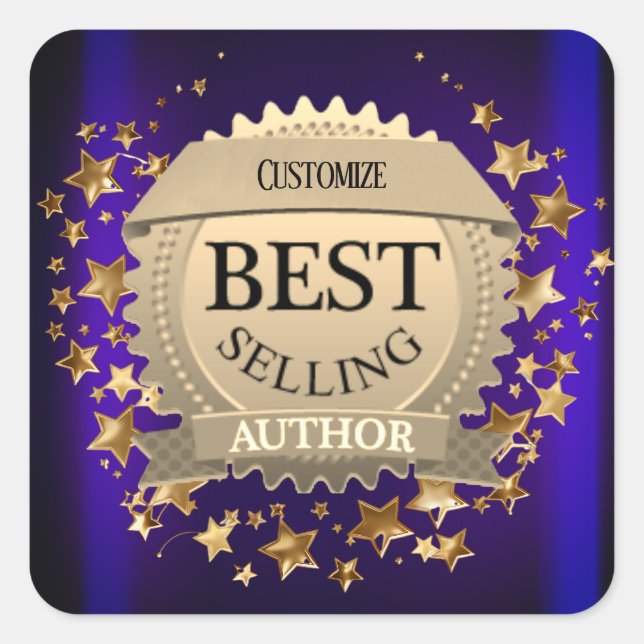 Personalised Best Selling Author Purple Square Sticker (Front)
