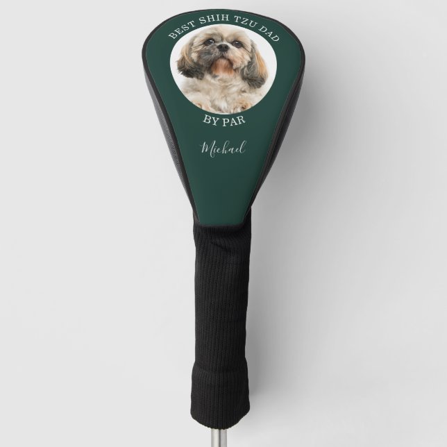Personalised Best Shih Tzu Dog Dad Photo Golf Head Cover (Front)