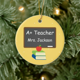 Personalised Best Teacher Chalkboard Ceramic Tree Decoration