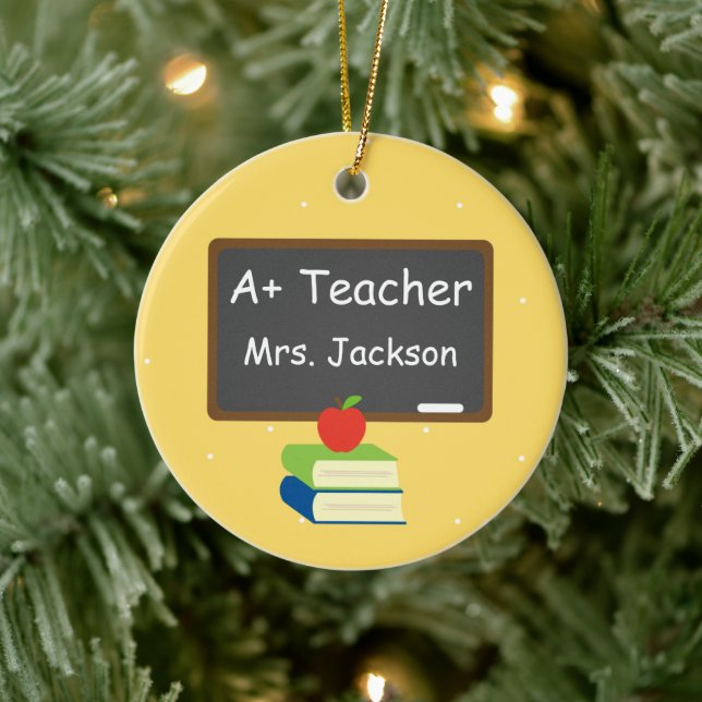 Personalised Best Teacher Chalkboard Ceramic Tree Decoration (Tree)