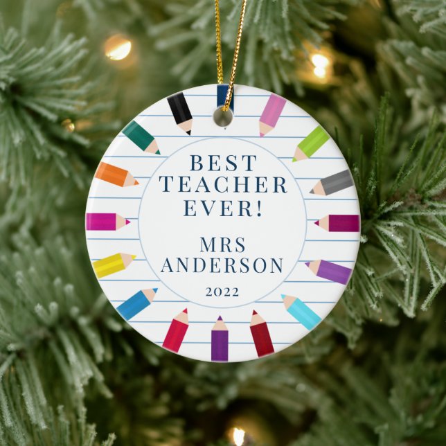 Personalised Best Teacher Christmas Ornament (Tree)