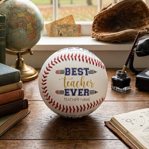 Personalised Best Teacher Ever - Customised Gift Baseball