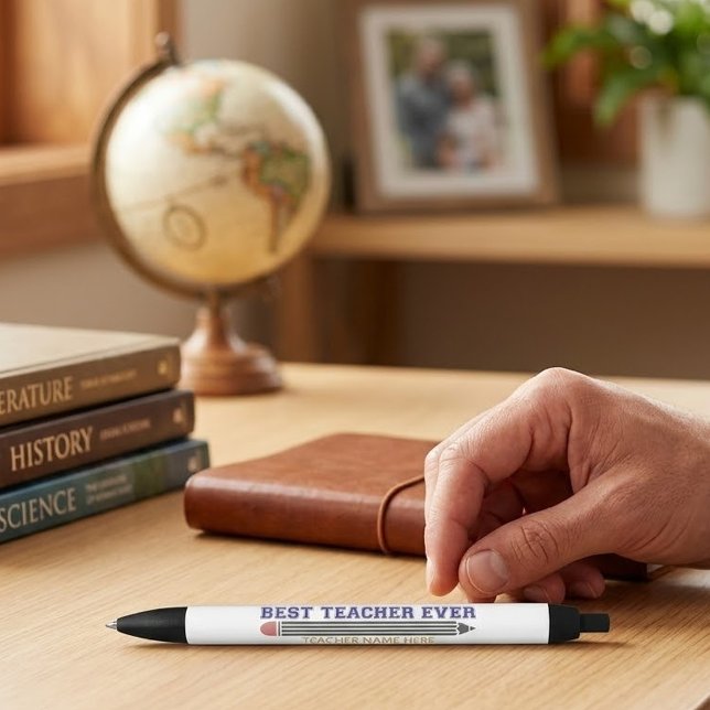 Personalised Best Teacher Ever - Customised Gift Black Ink Pen (Creator Uploaded)