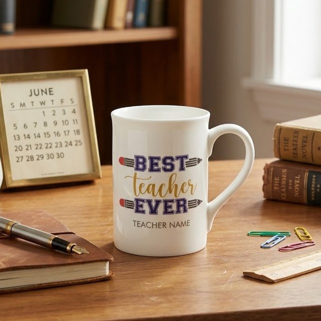 Personalised Best Teacher Ever - Customised Gift Bone China Mug (Creator Uploaded)