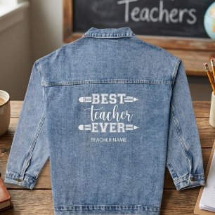 Personalised Best Teacher Ever - Customised Gift Denim Jacket
