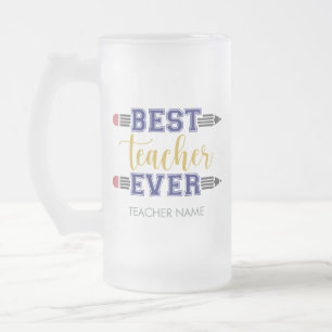 Personalised Best Teacher Ever - Customised Gift Frosted Glass Beer Mug