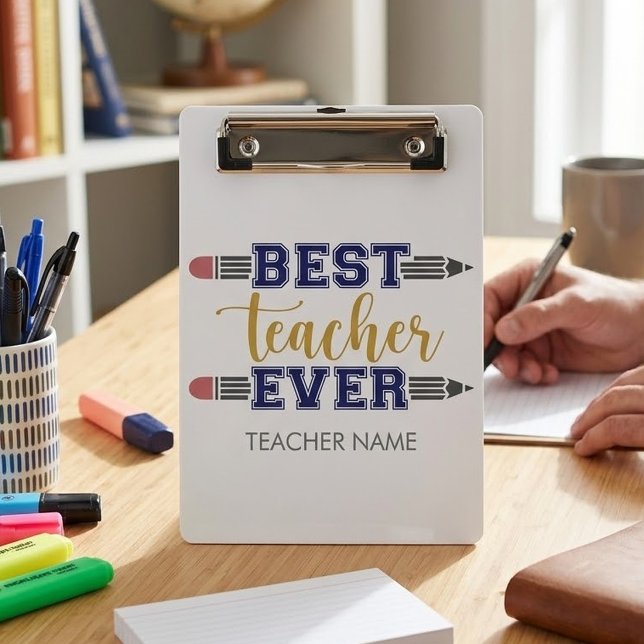 Personalised Best Teacher Ever - Customised Gift Mini Clipboard (Creator Uploaded)